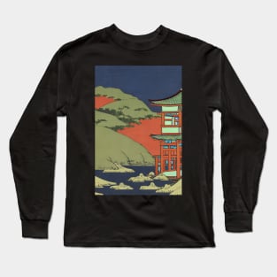 Japanese Shinto Shrine by the sea Long Sleeve T-Shirt